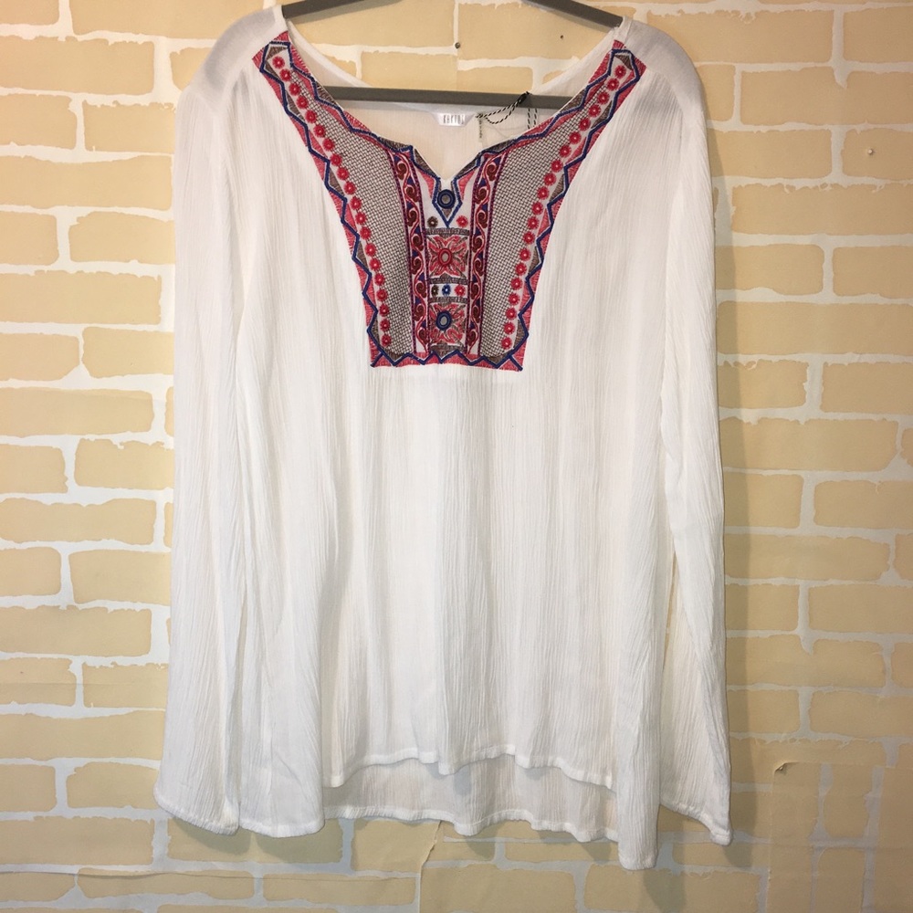 KAKTUS Peasant long sleeve blouse embroidered